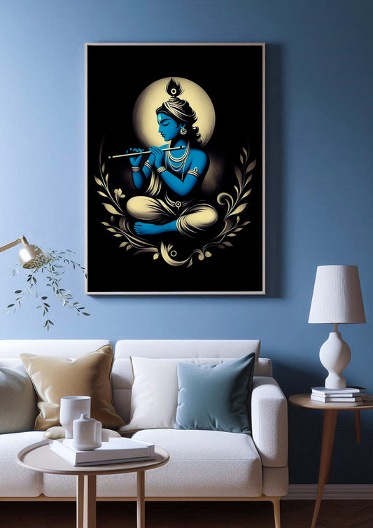 Elegant Lord Krishna Wall Art for Home Decor - Digital Download