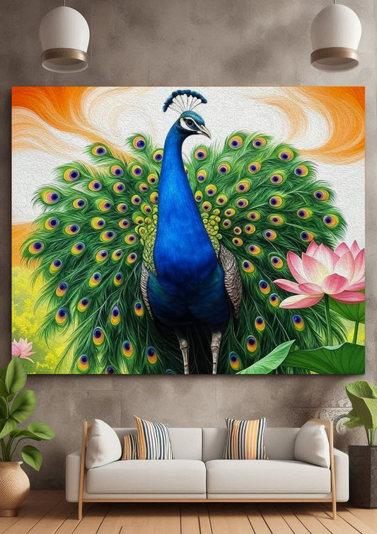 Art- Republic Day Special - Set of 2 Majestic Peacock & Lotus Wall Art Digital Prints (FREE Giveaway)