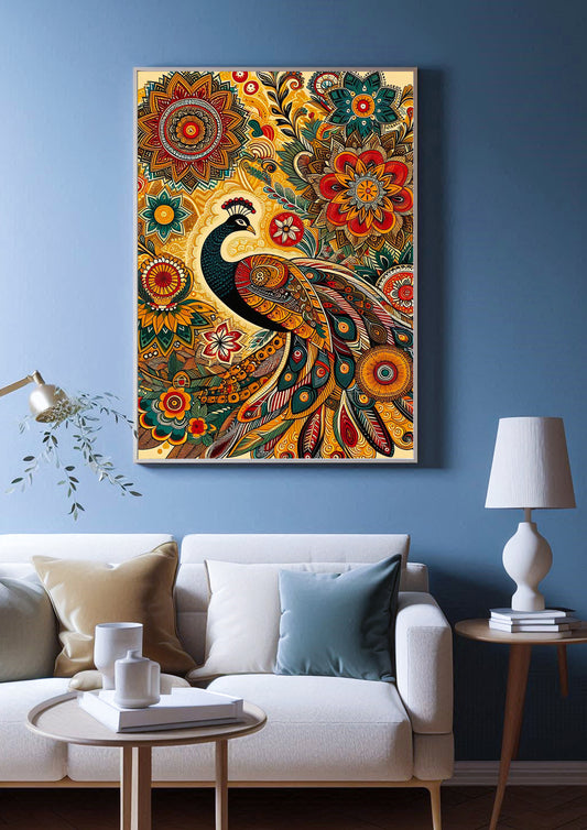 Elegant Peacock Mandala Wall Art - Digital Download for Vibrant Home Decor